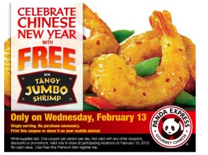 Celebrate the Chinese New Year with a free entree at Panda Express on February 13th